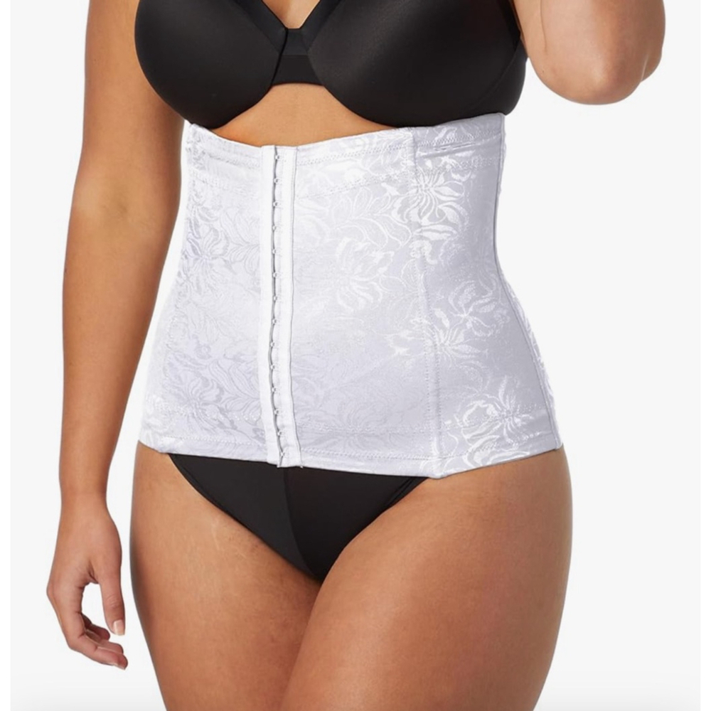 Flexees by Maidenform White Waist Corset Body Shaping Hook & Eye Closure Large